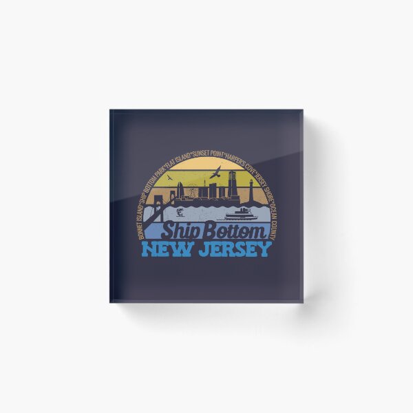 Item preview, Ship Bottom New Jersey Sunset Retro Vintage Local Pride Logo designed and sold by CRHPOD20.