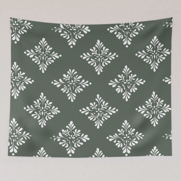 Item preview, Green Elegant White Damask Style Pattern designed and sold by Dream Avenue Media.