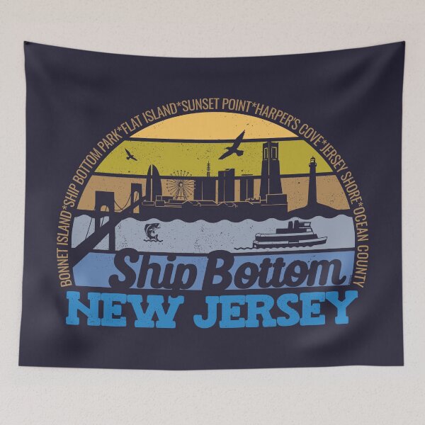 Item preview, Ship Bottom New Jersey Sunset Retro Vintage Local Pride Logo designed and sold by CRHPOD20.