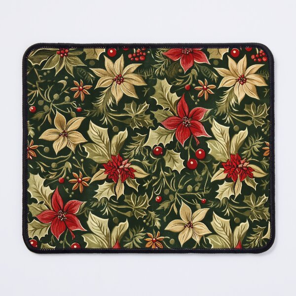 Item preview, Elegant Poinsettias and Holly Christmas Floral Pattern designed and sold by Teeny Quities.