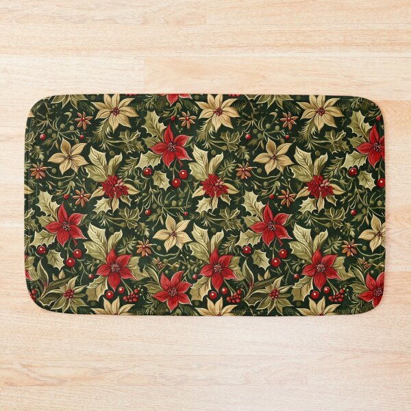 Item preview, Elegant Poinsettias and Holly Christmas Floral Pattern designed and sold by Teeny Quities.