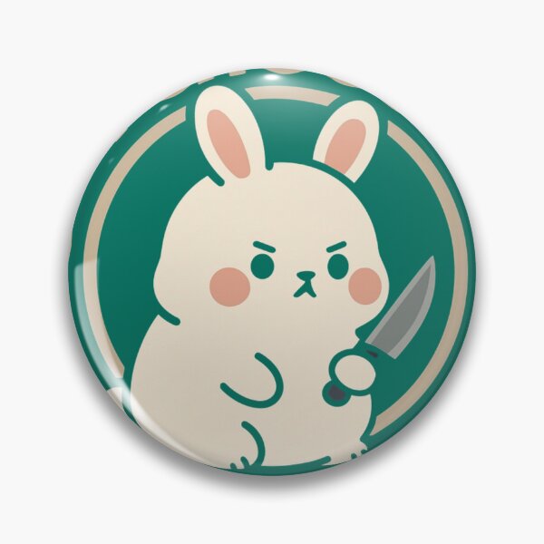 Item preview, A cute white bunny holding a small knife, around it the text "I choose violence". An art that mixes humor with the temperament of ducks. designed and sold by ewoio.