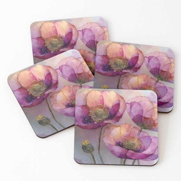 Item preview, Ethereal Pink & Purple Poppies | Botanical Art Floral Illustration designed and sold by dawnleblanc55.