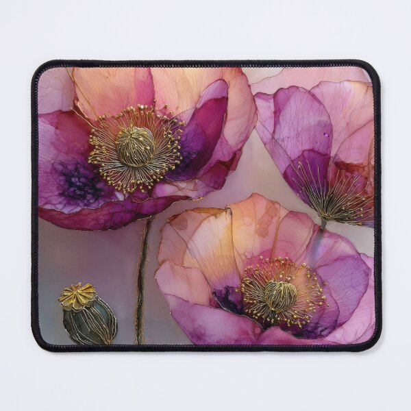 Item preview, Ethereal Pink & Purple Poppies | Botanical Art Floral Illustration designed and sold by dawnleblanc55.