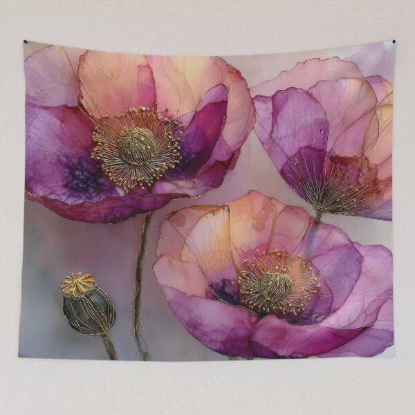 Item preview, Ethereal Pink & Purple Poppies | Botanical Art Floral Illustration designed and sold by dawnleblanc55.