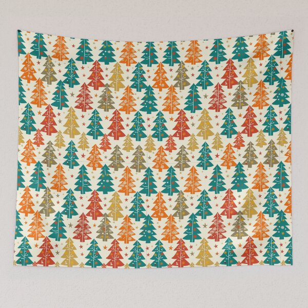 Item preview, Retro Christmas Tree Forest Seamless Holiday Pattern designed and sold by Teeny Quities.