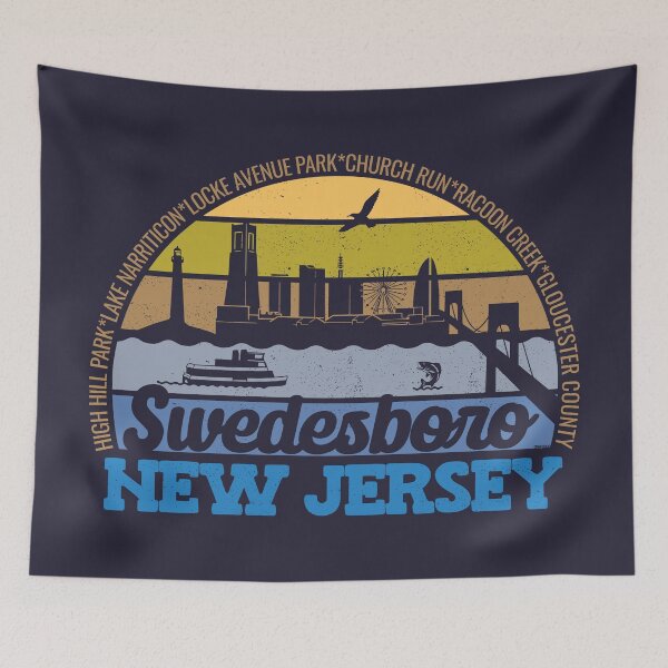Item preview, Swedesboro New Jersey Sunset Retro Vintage Local Pride Logo designed and sold by CRHPOD20.