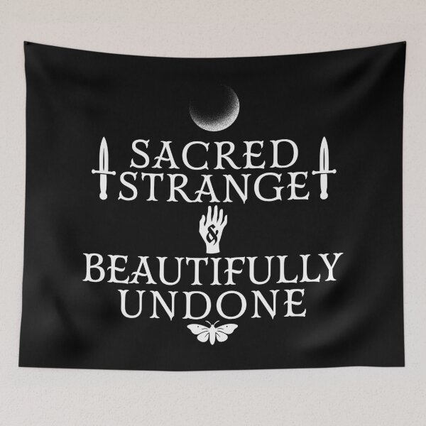 Item preview, Dark Aesthetic Quote – Sacred, Strange & Beautifully Undone designed and sold by EternalVeil Studio.