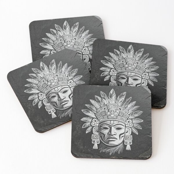 Item preview, Aztec Death Mask Chalk Art on Slate designed and sold by optimusprime39.