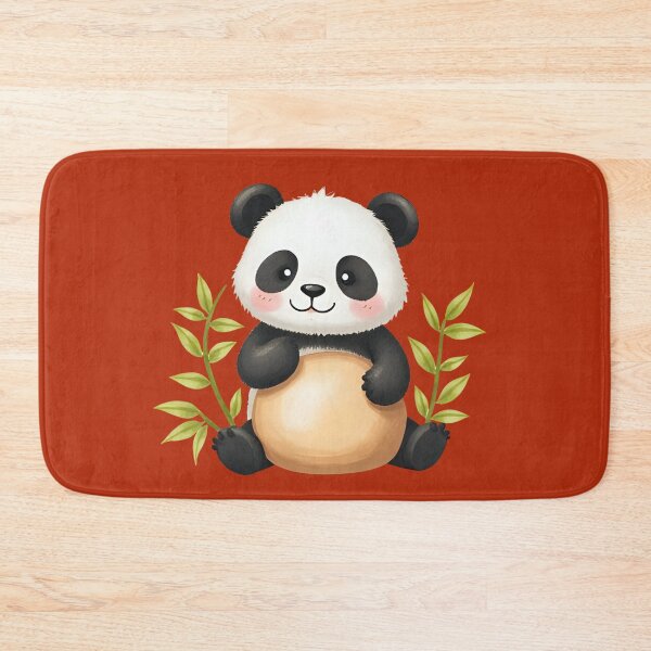 Item preview, Adorable Cartoon Panda with Bamboo Illustration designed and sold by flagshiptee.