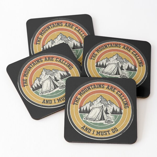 Item preview, The Mountains Are Calling, And I Must Go Vintage Classic Animated Art Black BG designed and sold by RedOrBlueIts4U.