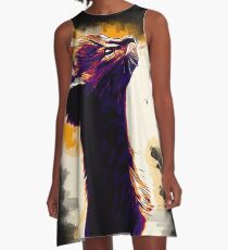 gxp savannah katze vektor kunst sonnenuntergang A-Linien Kleid