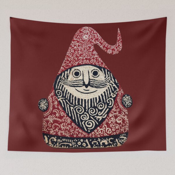 Item preview, Folk Art Tomte Santa – Scandinavian Winter Gnome Illustration designed and sold by dawnleblanc55.