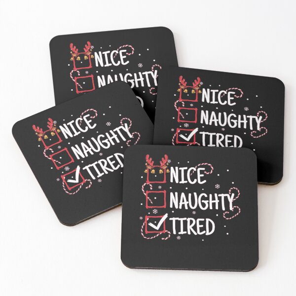 Item preview, Nice Naughty Tired Funny Christmas Checklist with Reindeer Antlers designed and sold by StarprintTees.