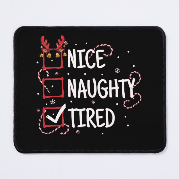 Item preview, Nice Naughty Tired Funny Christmas Checklist with Reindeer Antlers designed and sold by StarprintTees.