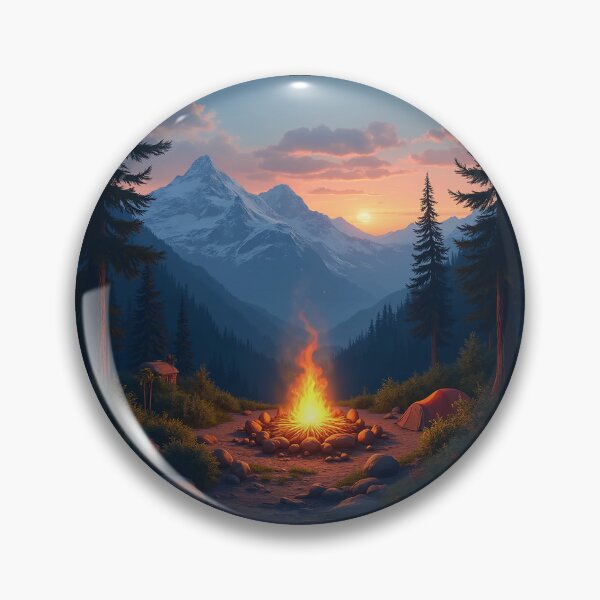 Item preview, Mountains Campfire in the Dawn Aesthetic Nature Scene Art designed and sold by RedOrBlueIts4U.