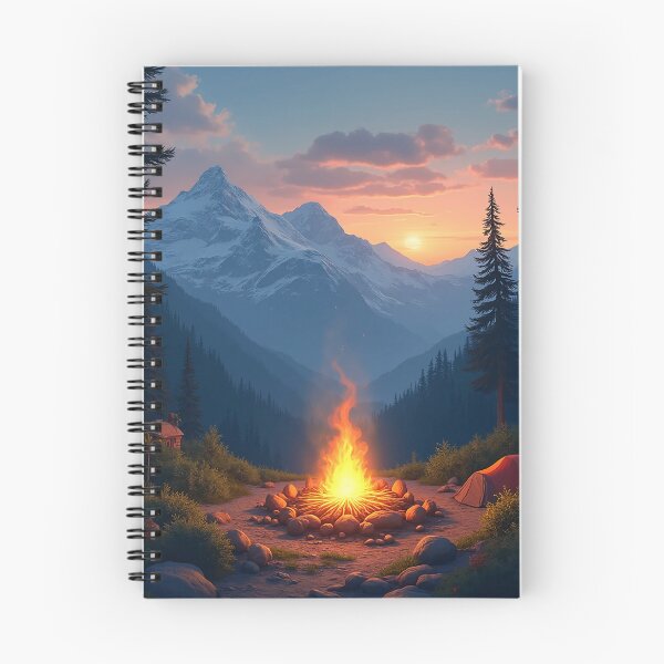 Item preview, Mountains Campfire in the Dawn Aesthetic Nature Scene Art designed and sold by RedOrBlueIts4U.