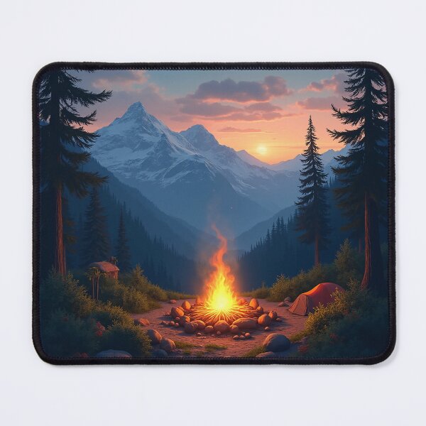 Item preview, Mountains Campfire in the Dawn Aesthetic Nature Scene Art designed and sold by RedOrBlueIts4U.
