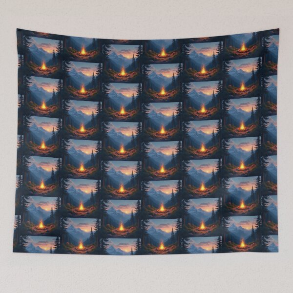 Item preview, Mountains Campfire in the Dawn Aesthetic Nature Scene Art designed and sold by RedOrBlueIts4U.