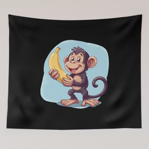 Item preview, Adorable Monkey with Banana Illustration designed and sold by flagshiptee.