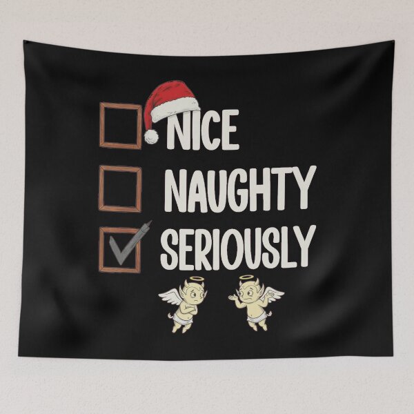 Item preview, Nice Naughty Seriously Funny Christmas Checklist with Cherub Angels designed and sold by StarprintTees.