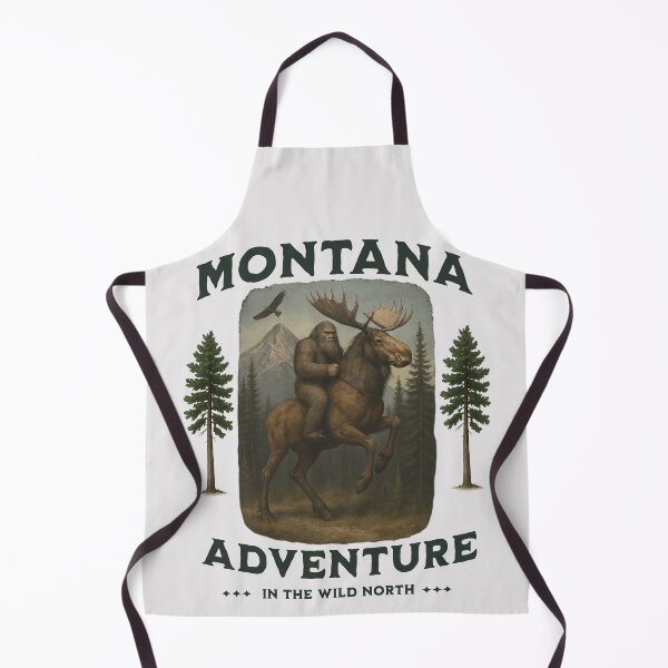 Aperçu de l'œuvre Un Bigfoot chevauchant un orignal dans le Montana créée et vendue par Jumbled Mind.