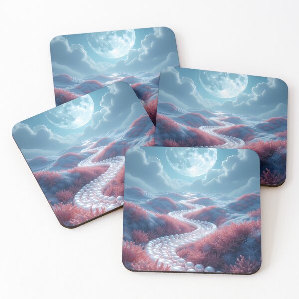 Item preview, Full Moon Clouds over Sand Dunes, Pearls & Corals, Fantasy Scifi Luminescence Landscape (image size 8320x12480) designed and sold by Digital-Davinci.