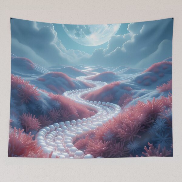 Item preview, Full Moon Clouds over Sand Dunes, Pearls & Corals, Fantasy Scifi Luminescence Landscape (image size 8320x12480) designed and sold by Digital-Davinci.