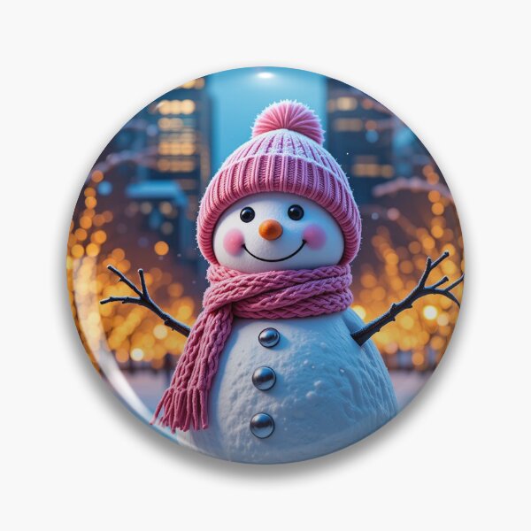 Item preview, Cheerful Snowman in a Magical Holiday Park with Glowing City Lights designed and sold by PixelVibe782.