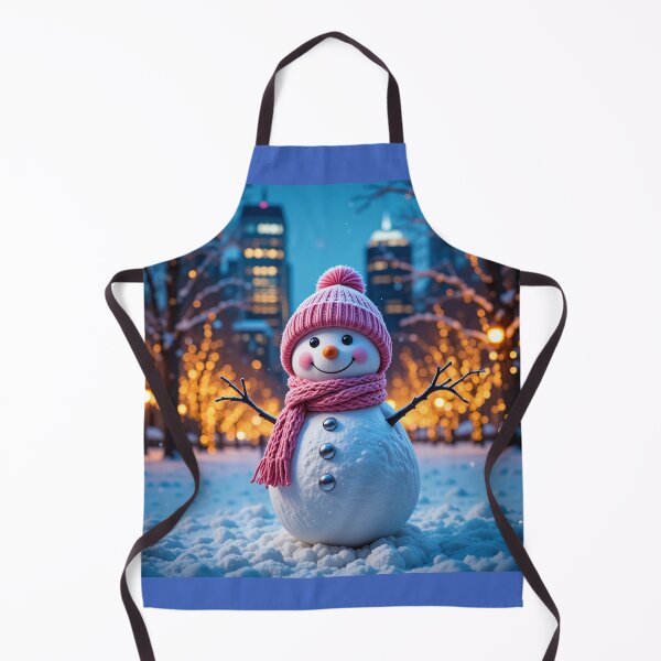 Item preview, Cheerful Snowman in a Magical Holiday Park with Glowing City Lights designed and sold by PixelVibe782.