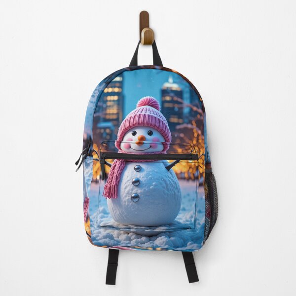 Item preview, Cheerful Snowman in a Magical Holiday Park with Glowing City Lights designed and sold by PixelVibe782.