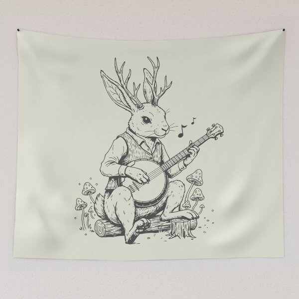 Item preview, Jackalope Playing Banjo Vintage Weirdcore Music designed and sold by Y-Vibes.