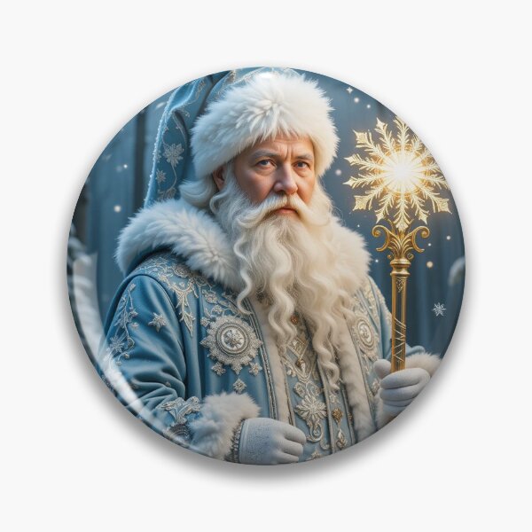 Item preview, Majestic Father Frost in a Magical Snowy Forest with Golden Radiant Staff designed and sold by PixelVibe782.