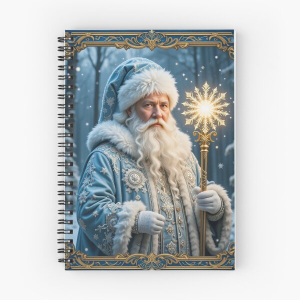Item preview, Majestic Father Frost in a Magical Snowy Forest with Golden Radiant Staff designed and sold by PixelVibe782.