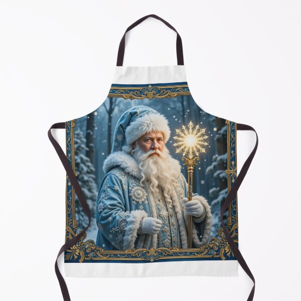 Item preview, Majestic Father Frost in a Magical Snowy Forest with Golden Radiant Staff designed and sold by PixelVibe782.
