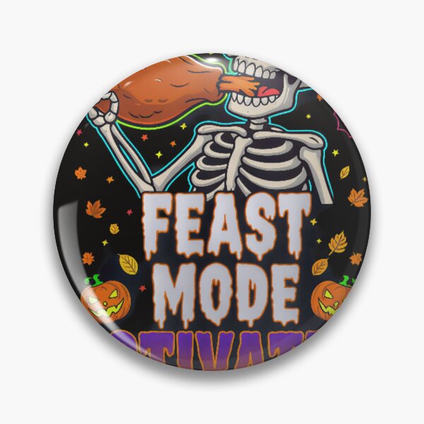 Item preview, Feast Mode Activated T-Shirt: Funny Skeleton Holding Turkey Leg. Neon Halloween & Thanksgiving Crossover Mash-Up Tee designed and sold by ZyxDes.