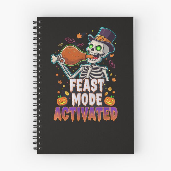 Item preview, Feast Mode Activated T-Shirt: Funny Skeleton Holding Turkey Leg. Neon Halloween & Thanksgiving Crossover Mash-Up Tee designed and sold by ZyxDes.