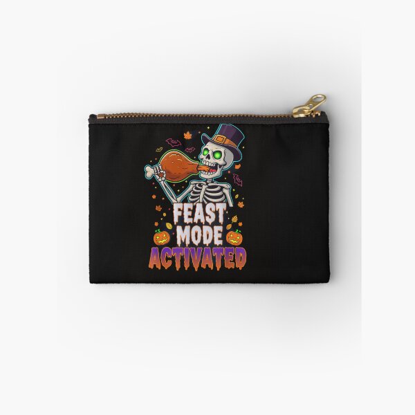 Item preview, Feast Mode Activated T-Shirt: Funny Skeleton Holding Turkey Leg. Neon Halloween & Thanksgiving Crossover Mash-Up Tee designed and sold by ZyxDes.