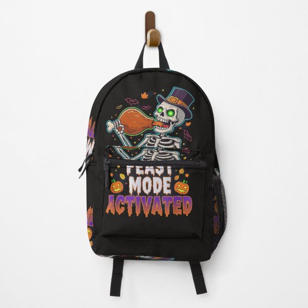 Item preview, Feast Mode Activated T-Shirt: Funny Skeleton Holding Turkey Leg. Neon Halloween & Thanksgiving Crossover Mash-Up Tee designed and sold by ZyxDes.