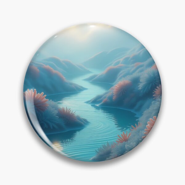 Item preview, Sun & Clouds, God Rays,  Corals Hills, River,  Fantasy Scifi Luminescence Landscape (image size 8320x12480) designed and sold by Digital-Davinci.