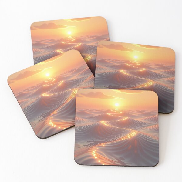 Item preview, Yellow Sunset, Clouds, Water Waves, Fantasy Scifi Luminescence Landscape (image size 8320x12480) designed and sold by Digital-Davinci.