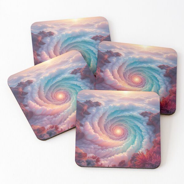 Item preview, Spiral Clouds,   Coral, Sun & Clouds, Fantasy Scifi Luminescence Landscape (image size 8320x12480) designed and sold by Digital-Davinci.