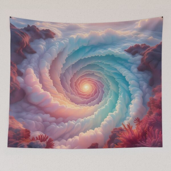 Item preview, Spiral Clouds,   Coral, Sun & Clouds, Fantasy Scifi Luminescence Landscape (image size 8320x12480) designed and sold by Digital-Davinci.