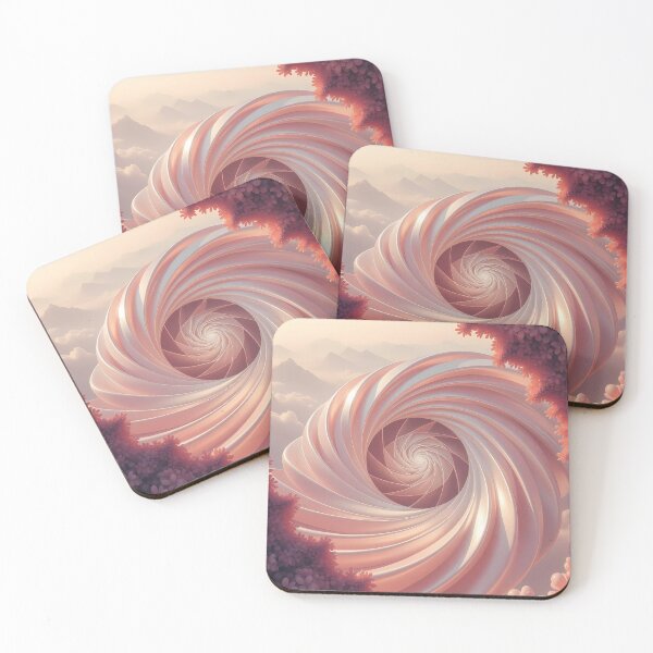 Item preview, Geometric Spirals, Coral, Fantasy Scifi Luminescence Landscape (image size 8320x12480) designed and sold by Digital-Davinci.