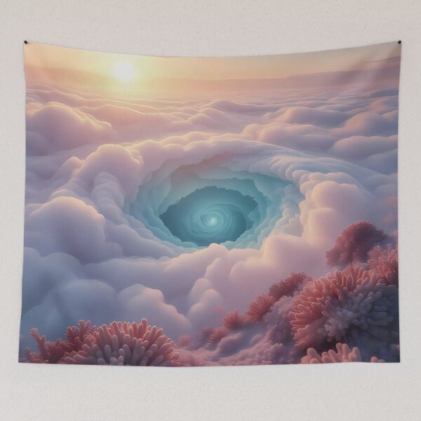 Item preview, Spiral Clouds,   Coral, Sun & Clouds, Fantasy Scifi Luminescence Landscape (image size 8320x12480) designed and sold by Digital-Davinci.