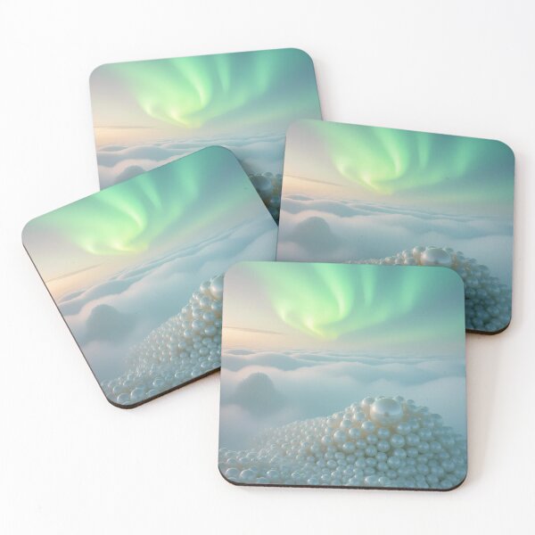 Item preview, Green Aurora, Glowing Pearls & Clouds,  Fantasy Scifi Luminescence Landscape (image size 8320x12480) designed and sold by Digital-Davinci.