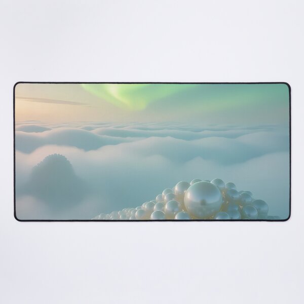 Item preview, Green Aurora, Glowing Pearls & Clouds, Fantasy Scifi Luminescence Landscape (image size 8320x12480) designed and sold by Digital-Davinci.