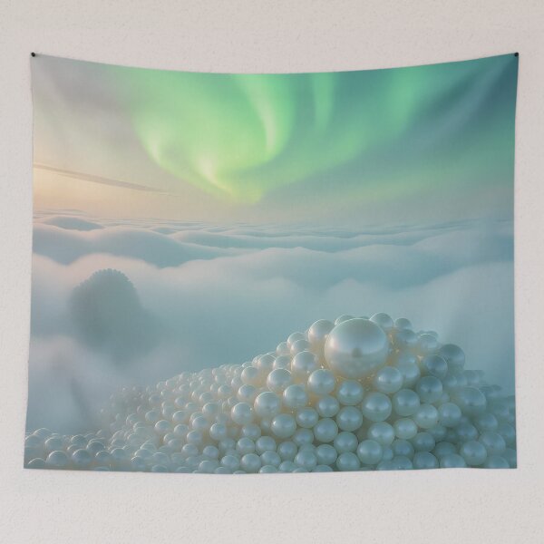 Item preview, Green Aurora, Glowing Pearls & Clouds,  Fantasy Scifi Luminescence Landscape (image size 8320x12480) designed and sold by Digital-Davinci.