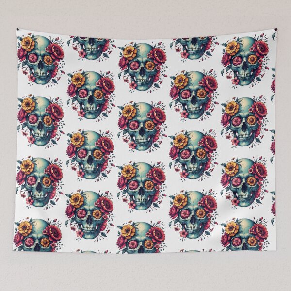 Item preview, Floral Skull Art - Vibrant Flower Decorated Skull   designed and sold by zidan-orange.