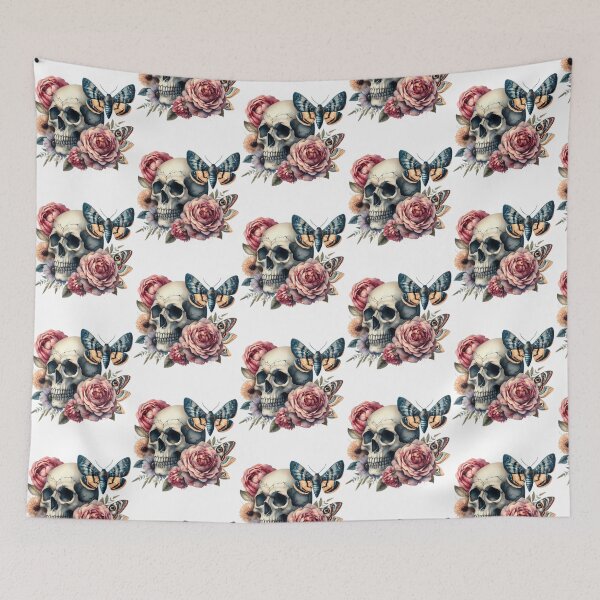 Item preview, Floral Skull And Moths designed and sold by zidan-orange.